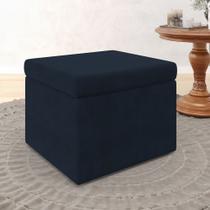 Puff Quasar para Sala de Estar Sued Azul Marinho Aradecor