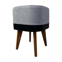 Puff Ravena Decorar Linho Cinza com material sintético Preto Puff Ravena Decorar Linho Cinza com material sintético Preto
