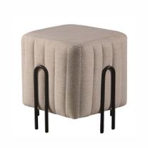 Puff Realeza Decorativo com Linho Cinza e Pés Preto Puff Realeza Decorativo com Linho Cinza e Pés Preto