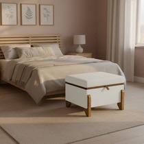 Puff Recamier Baú Versallies 50 cm Para Sala Quarto Pé De Cama Hall De Entrada Bouclé Premium Luxo - Clique e Decore