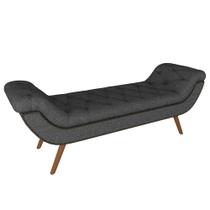 Puff Recamier Calçadeira 140cm Pés Palito Madeira Vêneto P02 Linho Chumbo - Mpozenato