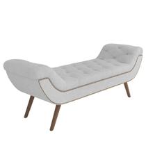 Puff Recamier Calçadeira 160cm Pés Palito Madeira Venêto P02 Bouclé Branco - Mpozenato