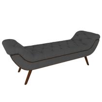 Puff Recamier Calçadeira 160cm Pés Palito Madeira Vêneto P02 Veludo Chumbo - Mpozenato Puff Recamier Calçadeira 160cm Pés Palito Madeira Vêneto P02 Veludo Chumbo - Mpozenato