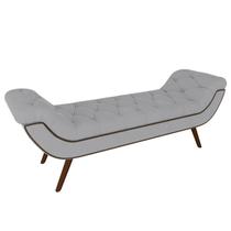 Puff Recamier Calçadeira 160cm Pés Palito Madeira Vêneto Z37 Veludo Cinza - Mpozenato Puff Recamier Calçadeira 160cm Pés Palito Madeira Vêneto Z37 Veludo Cinza - Mpozenato