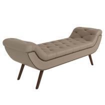Puff Recamier Calçadeira 195cm Pés Palito Madeira Vêneto P02 Linho Bege - Mpozenato Puff Recamier Calçadeira 195cm Pés Palito Madeira Vêneto P02 Linho Bege - Mpozenato