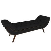 Puff Recamier Calçadeira 195cm Pés Palito Madeira Vêneto P02 Veludo Preto - Mpozenato Puff Recamier Calçadeira 195cm Pés Palito Madeira Vêneto P02 Veludo Preto - Mpozenato