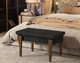 Puff, Recamier Captone Espanha Pés de Madeira 0,70 Cor Preto - Comprar Moveis em Casa