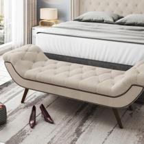 Puff Recamier Cisne 1,95cm para Quarto em Linho Rústico Bege Larbelle