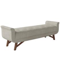 Puff Recamier Decorativo com Pés em Madeira 140 cm Itália Bouclê Creme - Lyam Decor Puff Recamier Decorativo com Pés em Madeira 140 cm Itália Bouclê Creme - Lyam Decor