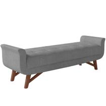 Puff Recamier Decorativo com Pés em Madeira 140 cm Itália P05 Bouclê Cinza - Lyam Decor Puff Recamier Decorativo com Pés em Madeira 140 cm Itália P05 Bouclê Cinza - Lyam Decor