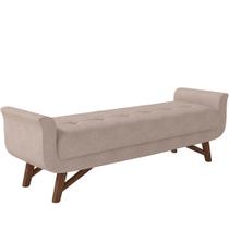 Puff Recamier Decorativo com Pés em Madeira 140 cm Itália P05 Linho Bege Escuro - Lyam Decor Puff Recamier Decorativo com Pés em Madeira 140 cm Itália P05 Linho Bege Escuro - Lyam Decor