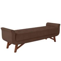 Puff Recamier Decorativo com Pés em Madeira 140 cm Itália P05 Veludo Marrom - Lyam Decor Puff Recamier Decorativo com Pés em Madeira 140 cm Itália P05 Veludo Marrom - Lyam Decor