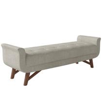 Puff Recamier Decorativo Com Pés Em Madeira 140cm Itália Bouclê Creme