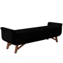 Puff Recamier Decorativo Com Pés Em Madeira 140cm Itália Bouclê Preto