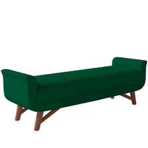 Puff Recamier Decorativo com Pés em Madeira 160 cm Itália Bouclê Verde - Lyam Decor
