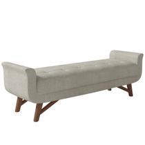 Puff Recamier Decorativo com Pés em Madeira 195 cm Itália Bouclê Creme - Lyam Decor