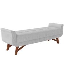 Puff Recamier Decorativo com Pés em Madeira 195 cm Itália P05 Linho Cinza - Lyam Decor