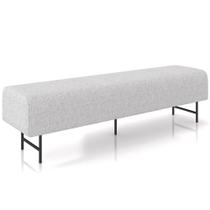 Puff Recamier Decorativo Com Pés Industrial 140cm Novara P05 Linho Cinza Claro