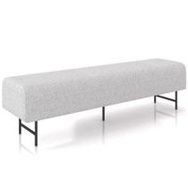 Puff Recamier Decorativo com Pés Industrial 140cm Novara P05 Linho Cinza Claro - Lyam Decor