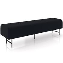 Puff Recamier Decorativo com Pés Industrial 160cm Novara P05 Veludo Preto - Lyam Decor