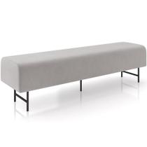 Puff Recamier Decorativo com Pés Industrial 195cm Novara P05 Veludo Cinza - Lyam Decor