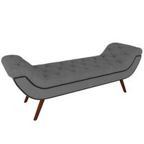 Puff Recamier Decorativo com Tachas 140 cm Santorini Linho Cinza Escuro - Lyam Decor Puff Recamier Decorativo com Tachas 140 cm Santorini Linho Cinza Escuro - Lyam Decor
