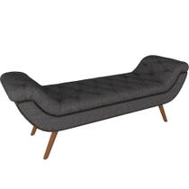 Puff Recamier Decorativo com Tachas 140 cm Santorini P05 Linho Cinza Escuro - Lyam Decor Puff Recamier Decorativo com Tachas 140 cm Santorini P05 Linho Cinza Escuro - Lyam Decor