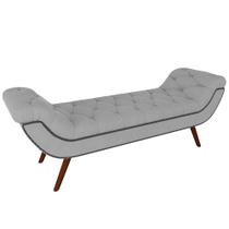 Puff Recamier Decorativo com Tachas 140 cm Santorini Veludo Cinza - Lyam Decor