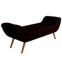 Puff Recamier Decorativo com Tachas 160 cm Santorini material sintético Marrom - Lyam Decor