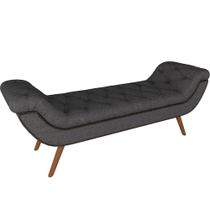 Puff Recamier Decorativo com Tachas 160 cm Santorini P05 Linho Cinza Escuro - Lyam Decor Puff Recamier Decorativo com Tachas 160 cm Santorini P05 Linho Cinza Escuro - Lyam Decor