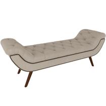 Puff Recamier Decorativo com Tachas 160 cm Santorini P05 Linho Creme - Lyam Decor Puff Recamier Decorativo com Tachas 160 cm Santorini P05 Linho Creme - Lyam Decor