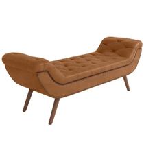 Puff Recamier Decorativo Com Tachas 160cm Santorini material sintético Whisky
