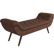 Puff Recamier Decorativo com Tachas 195 cm Santorini P05 material sintético Marrom - Lyam Decor