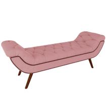 Puff Recamier Decorativo com Tachas 195 cm Santorini P05 Veludo Rosê - Lyam Decor Puff Recamier Decorativo com Tachas 195 cm Santorini P05 Veludo Rosê - Lyam Decor