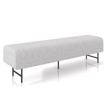 Puff Recamier Decorativo Pés em Ferro 140cm Dublin P02 Linho Cinza Claro - Mpozenato