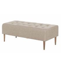 Puff Recamier Duque Linho Bege com Pés em Madeira 1,40 M Puff Recamier Duque Linho Bege com Pés em Madeira 1,40 M