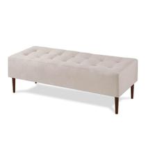 Puff Recamier Duque Linho Cru com Pés em Madeira 1,40 M Puff Recamier Duque Linho Cru com Pés em Madeira 1,40 M