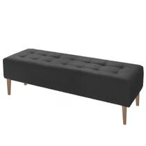 Puff Recamier Duque Veludo Preto com Pés em Madeira 1,40 M