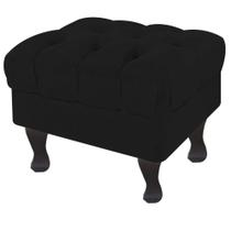 Puff Recamier Retrô Luis Xv Suede Preto - 50cm