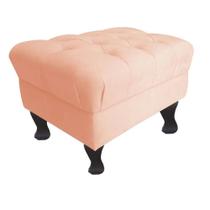 Puff Recamier Retrô Luis Xv Suede Rosa Bebê - 50 cm