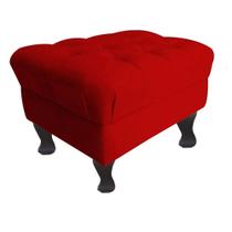 Puff Recamier Retrô Luis Xv Suede Vermelho - 50 cm