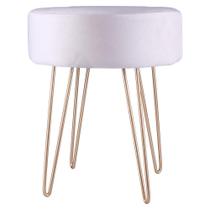 Puff Redondo 43cm com Pés Suede Metal Cazza Bege