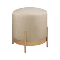 Puff Redondo Ágar em Linho e Base Metal Dourado Puff Redondo Ágar em Linho e Base Metal Dourado