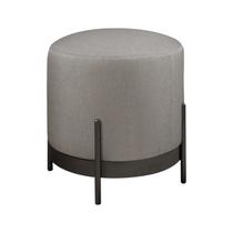 Puff Redondo Ágar em Linho e Base Metal Preto