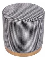 Puff Redondo Baixo 41x41cm Linho Texturizado E Dourado Puff Redondo Baixo 41x41cm Linho Texturizado E Dourado