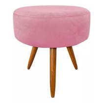 Puff Redondo Banqueta Penteadeira Camarim Suede -
