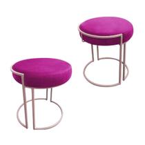 Puff Redondo Base Industrial Rosê Kit 2 Love Suede Cor Pink Puff Redondo Base Industrial Rosê Kit 2 Love Suede Cor Pink