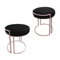 Puff Redondo Base Industrial Rosê Kit 2 Love Suede