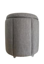 Puff Redondo Baú Não É Segredo Debrum Linho Cinza 40X45 Puff Redondo Baú Não É Segredo Debrum Linho Cinza 40X45