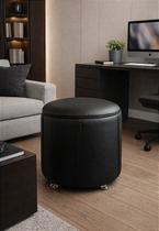 Puff Redondo Baú Não é Segredo Debrum material sintético Preto 40x45 NS0614 Puff Redondo Baú Não é Segredo Debrum material sintético Preto 40x45 NS0614